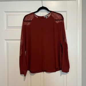 Chelsea28 Deep Red Lace Detail Blouse